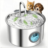 Stainless Steel Cat Water Fountain, 108oz Pet Fountain Dispenser Automatic for Inside Dog Cats Drinking Replaceable Filters