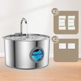 Stainless Steel Cat Water Fountain, 108oz Pet Fountain Dispenser Automatic for Inside Dog Cats Drinking Replaceable Filters