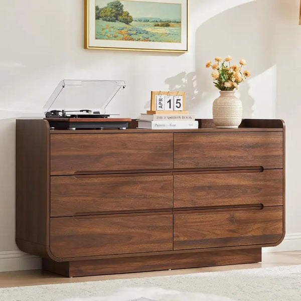 Curved 6-Drawer Wave Dresser in Black