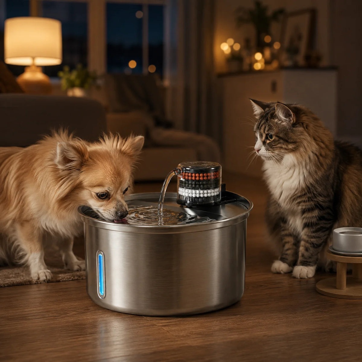 Automatic Cat Water Fountain 304 Stainless Steel 3200ml Pet Drinking Dispenser Quiet 12V Indoor Circulating Fountain Cats Dogs