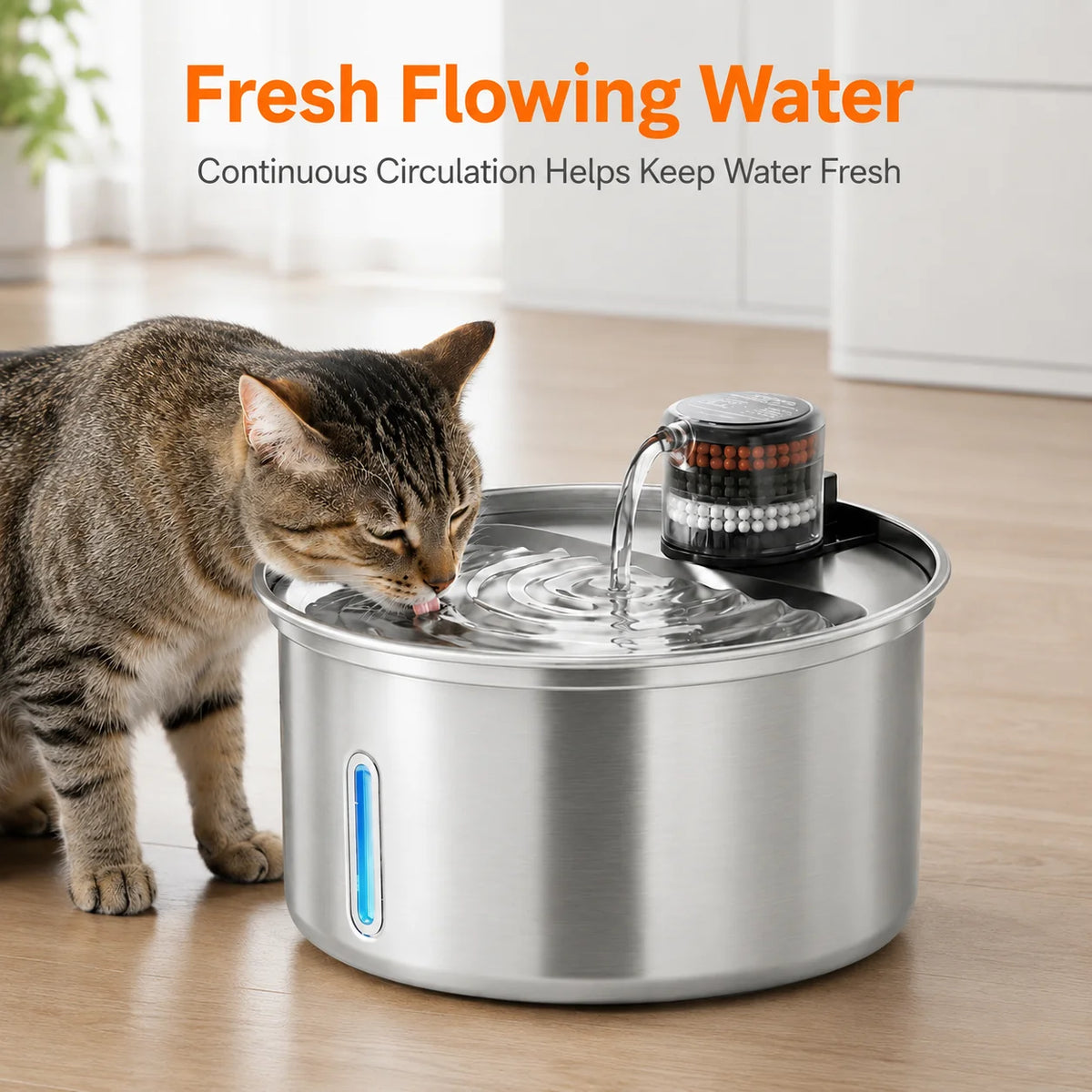 Automatic Cat Water Fountain 304 Stainless Steel 3200ml Pet Drinking Dispenser Quiet 12V Indoor Circulating Fountain Cats Dogs