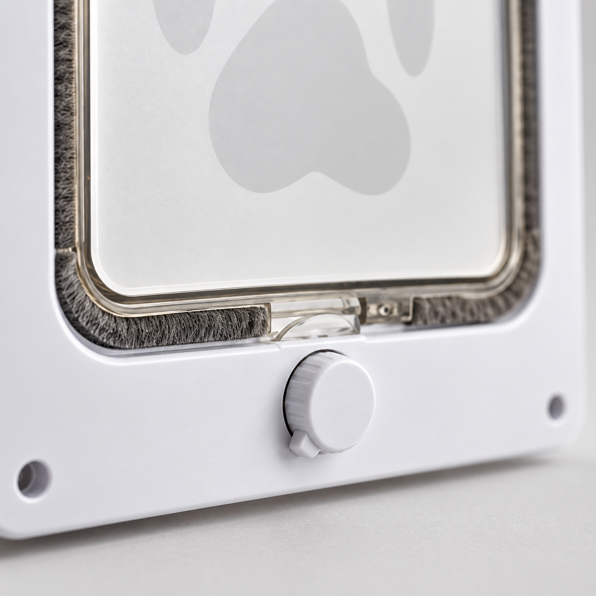 Close-up of the 4-way rotating lock dial and brush seal