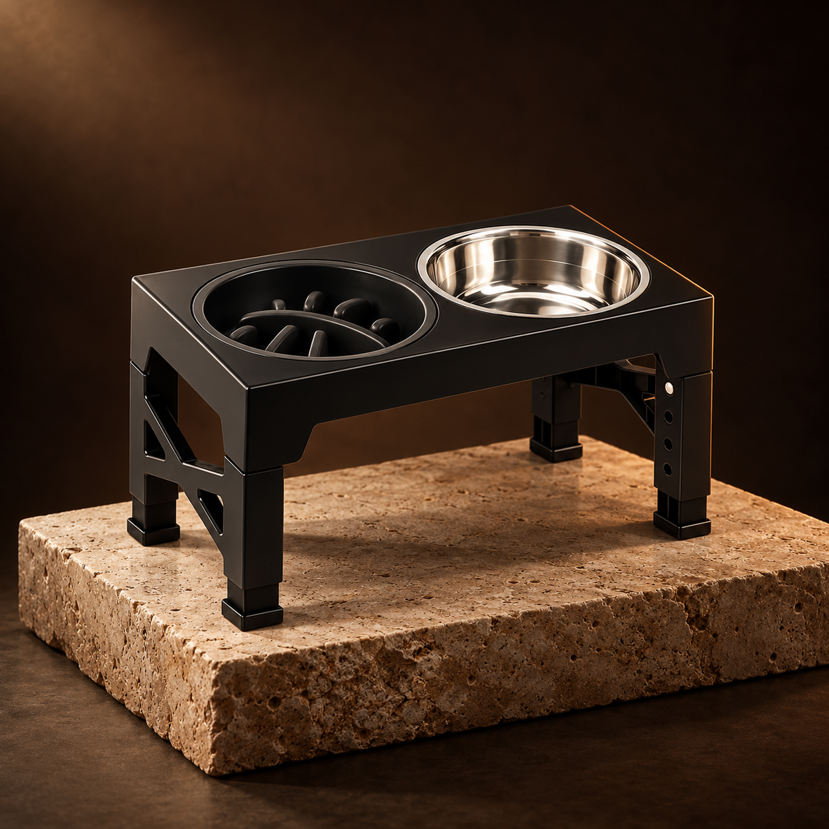 Elevate Feeder on a travertine plinth