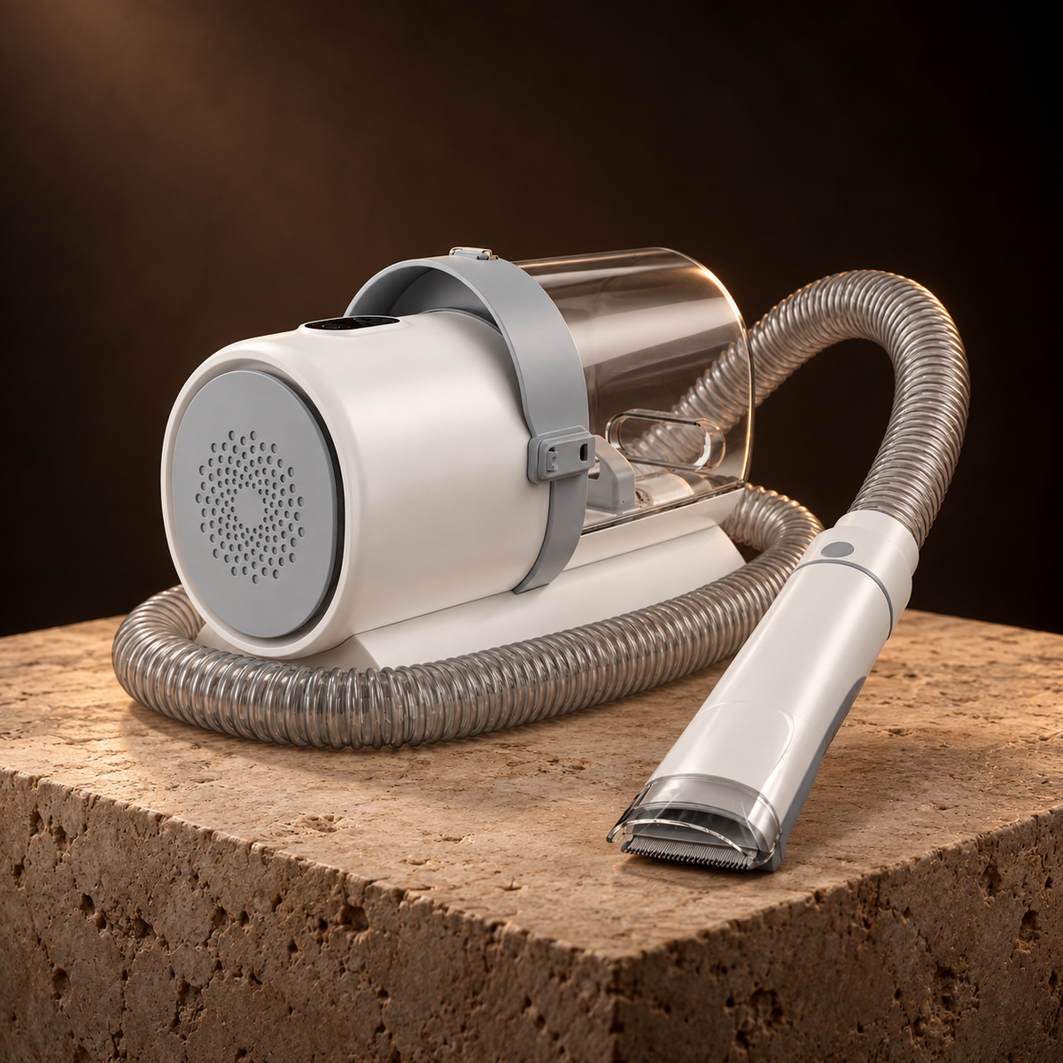 Groom Vacuum on a travertine plinth