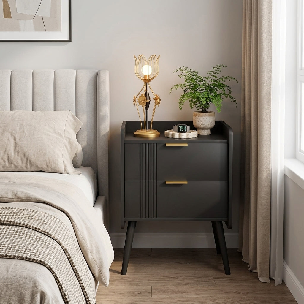 Fluted 2-Drawer Nightstand