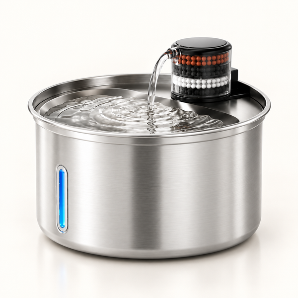 Large-Capacity Water Fountain, stainless steel, front view