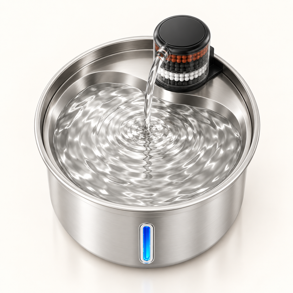 Top-down view showing circulating water