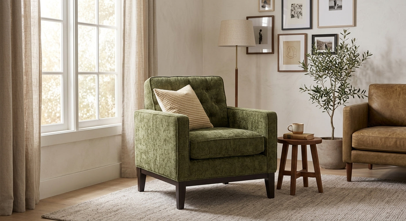 Chenille Club Chair, Set of 2