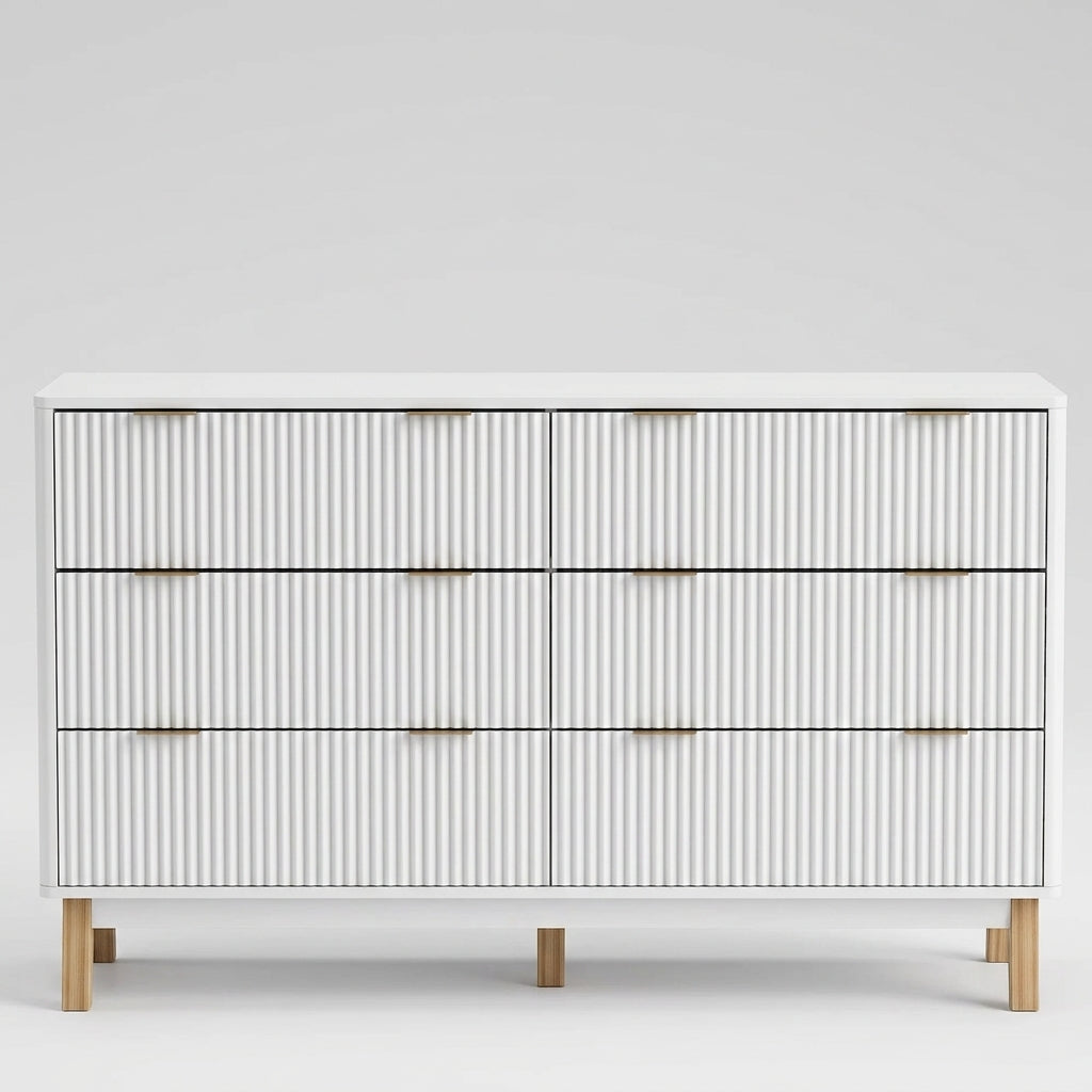 Fluted Dresser with Gold Pulls