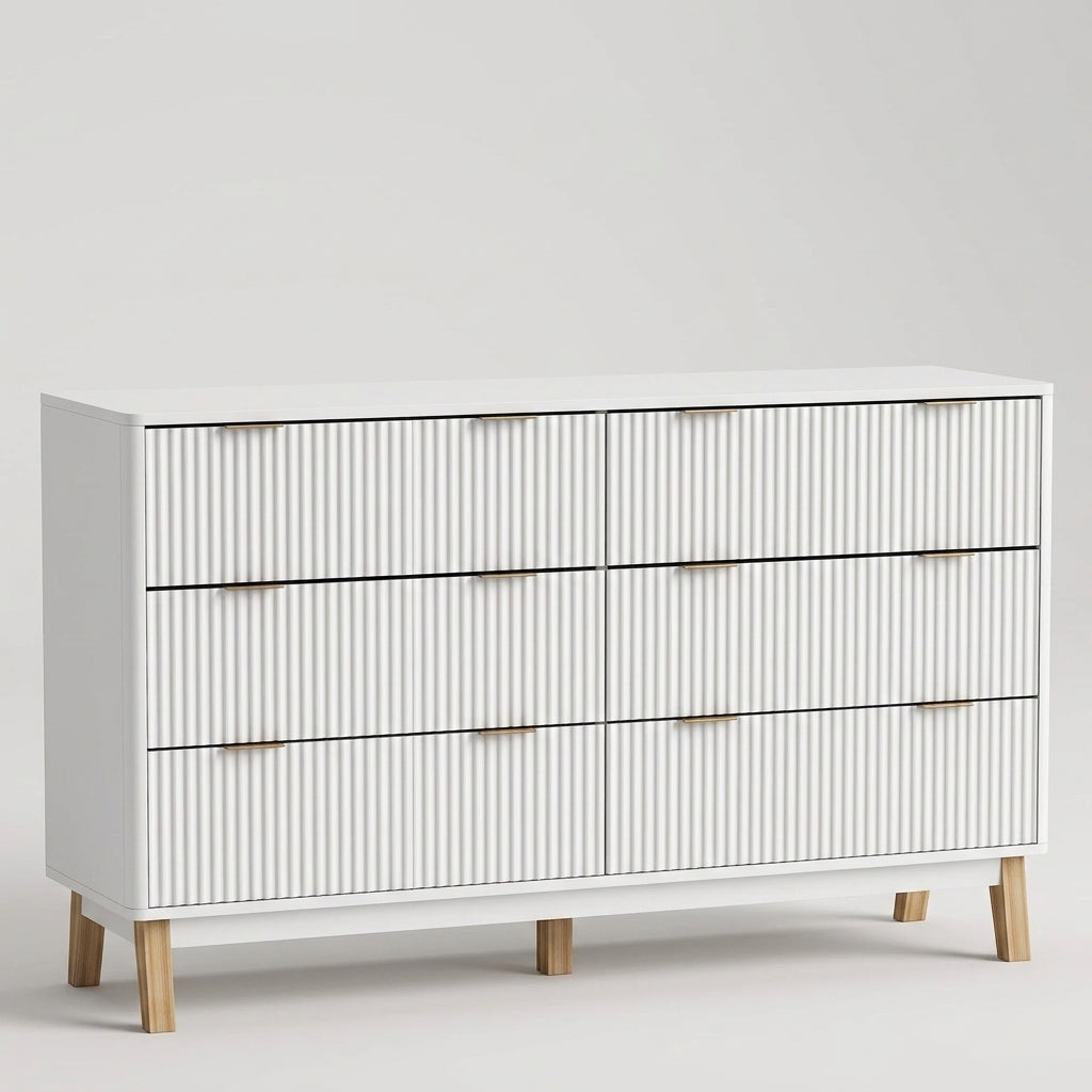 Fluted Dresser with Gold Pulls
