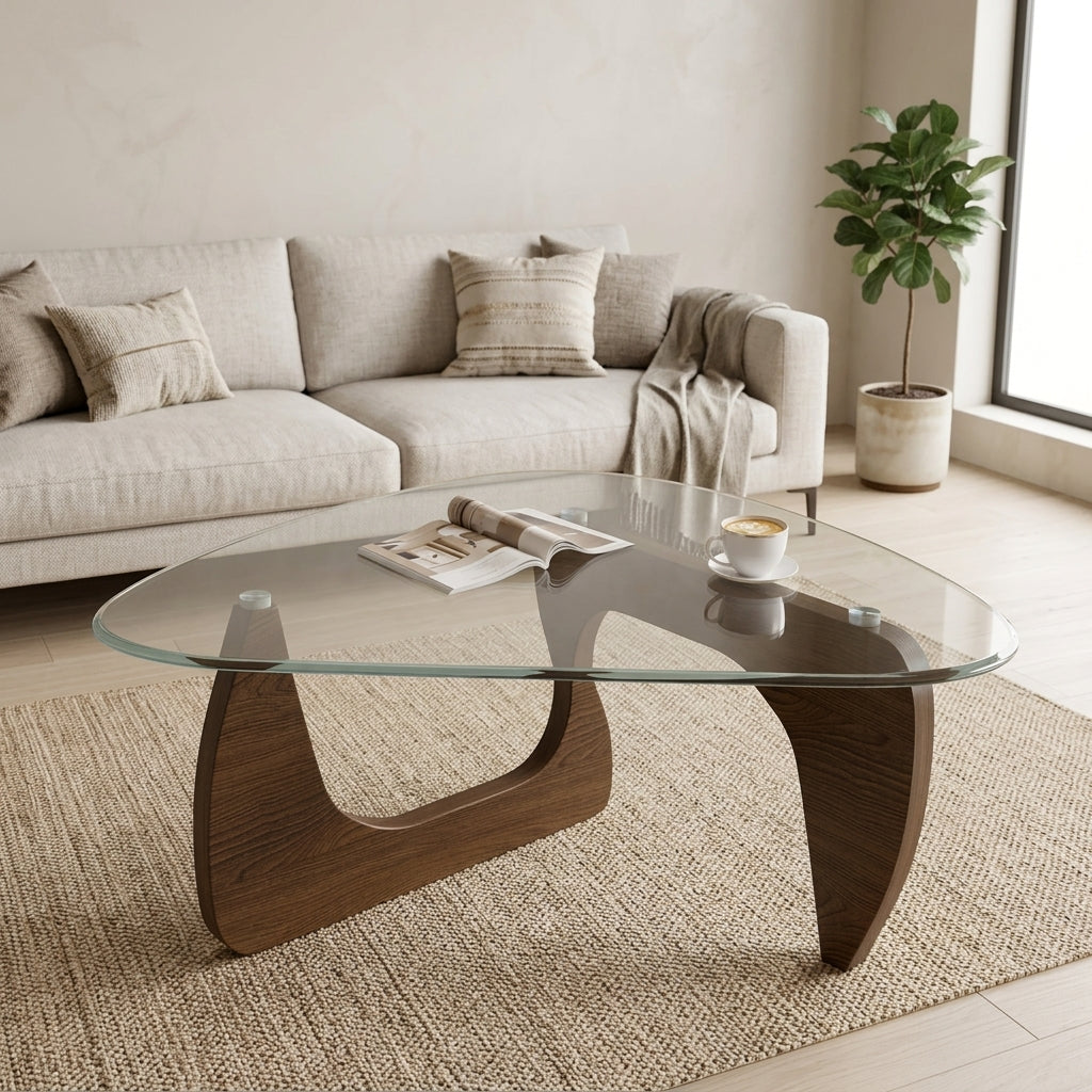 Walnut & Glass Coffee Table