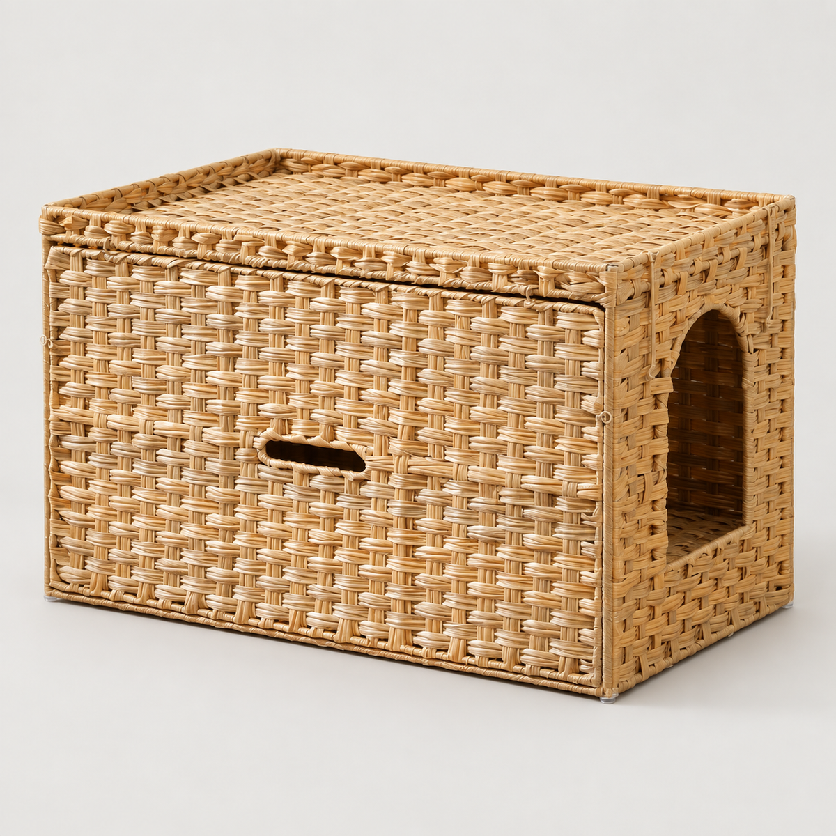 Hideaway Rattan Litter Cabinet on a light studio background