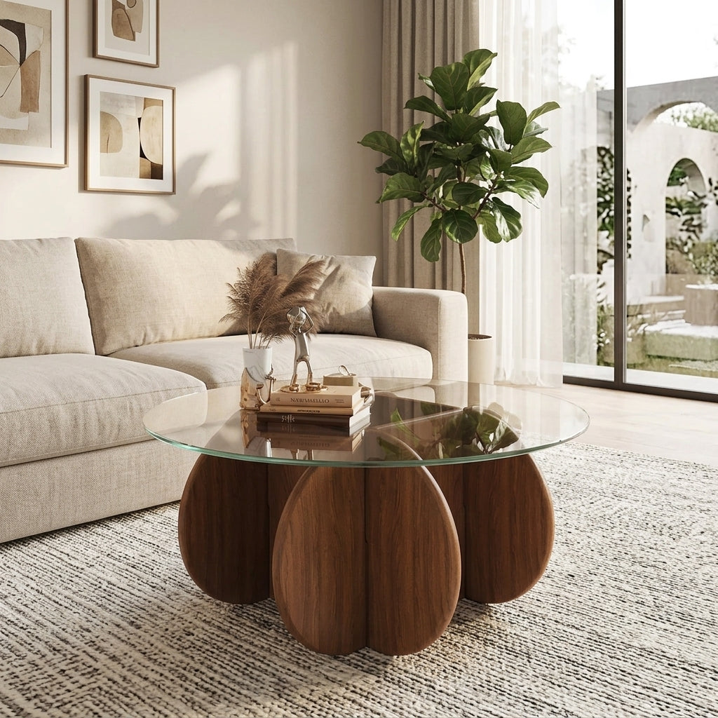 Petal Base Glass Coffee Table
