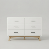 White 6-drawer dresser, front studio shot