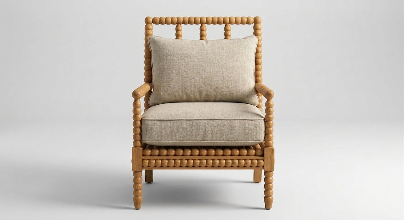 Linen Spindle Accent Chair