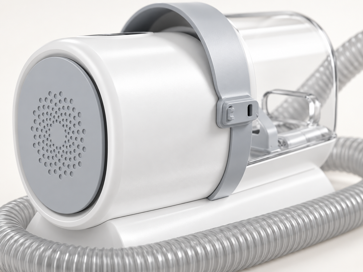 Close-up of the 2.5L dust cup and latch