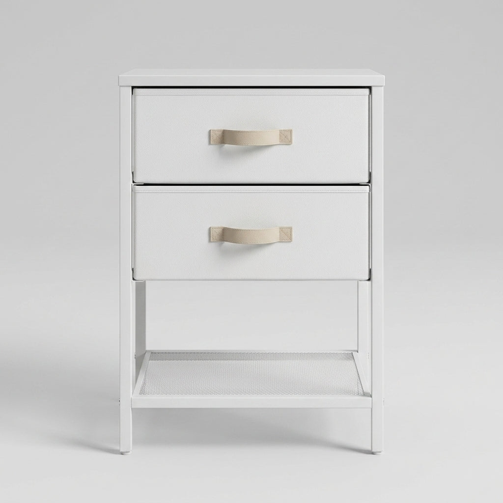 White Metal Nightstand, Set of 2