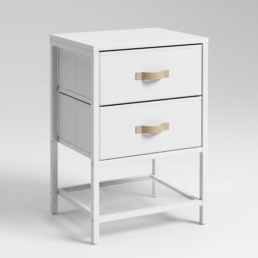 White Metal Nightstand, Set of 2