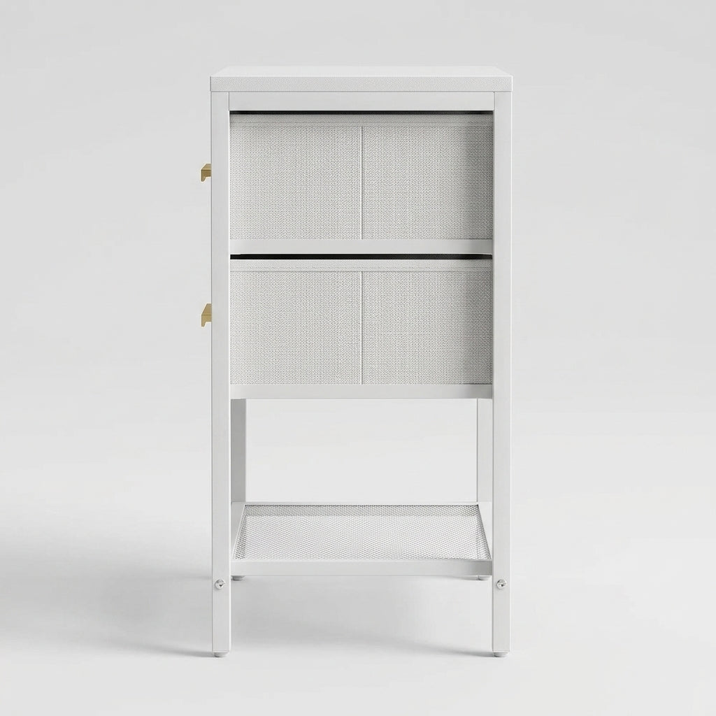 White Metal Nightstand, Set of 2
